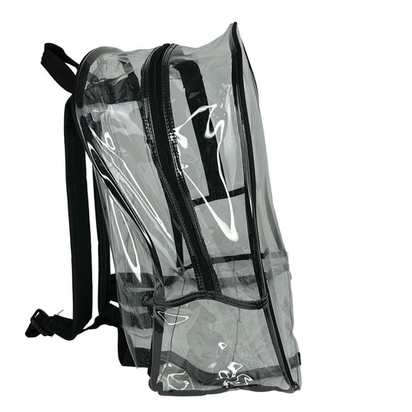 Clear Waterproof Backpack Security Approved Bookbag Black Trim Vinyl PVC - Picture 2 of 8